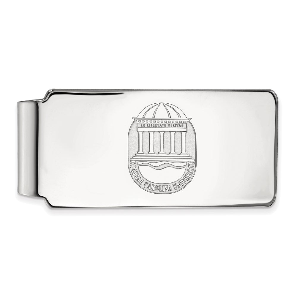 Sterling Silver Rhod-Pltd Logoart Coastal Carolina U. Crest Money Clip