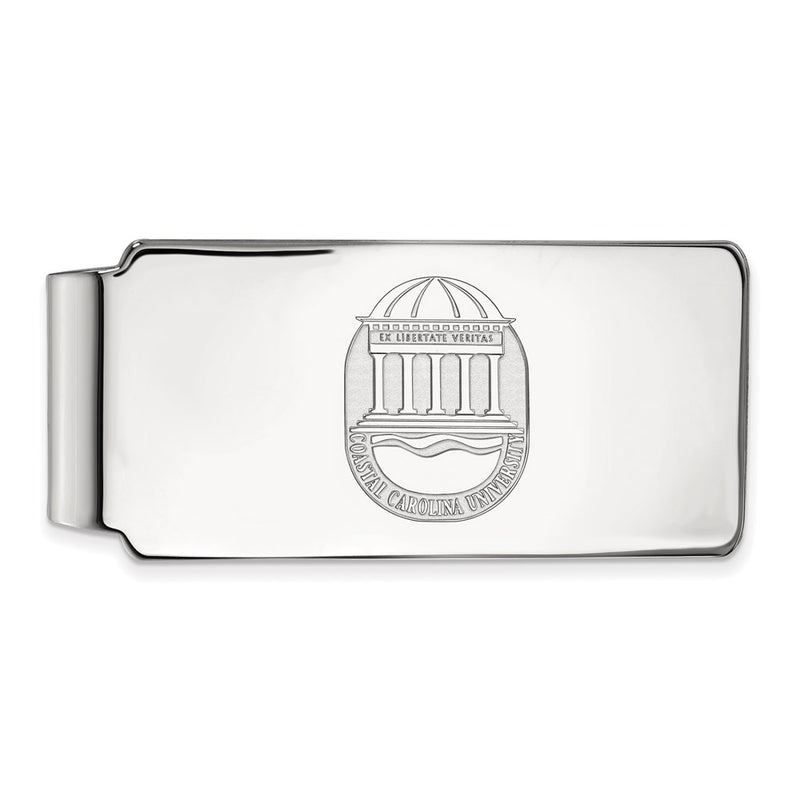 Sterling Silver Rhod-Pltd Logoart Coastal Carolina U. Crest Money Clip
