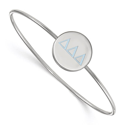 Sterling Silver S. Rh Plated Logoart Delta Enameled Slip On Bangle