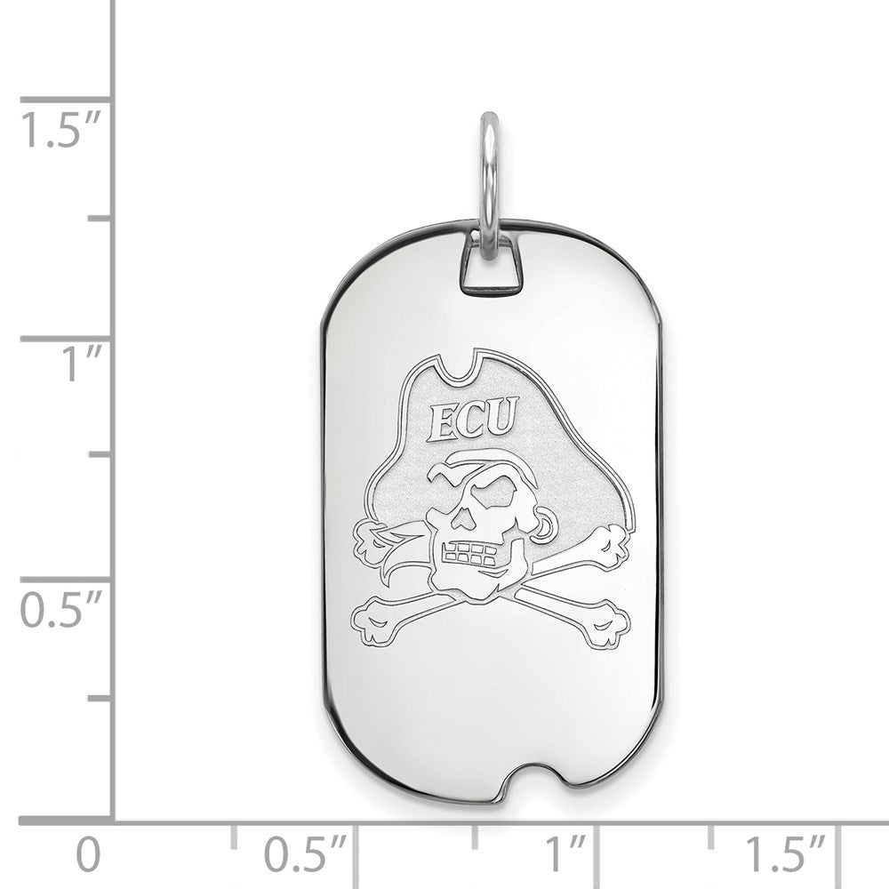 10K White Gold Logoart East Carolina University Pirate Small Dog Tag Pendant