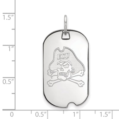 Sterling Silver Rhodium Plated Logoart East Carolina University Pirate Small Dog Tag Pendant