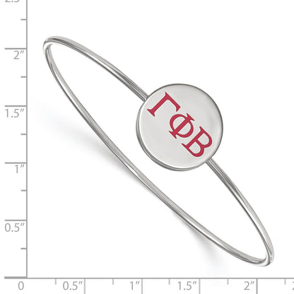 Sterling Silver Rh Plated Logoart Gamma Phi Beta Enameled Slip On Bangle