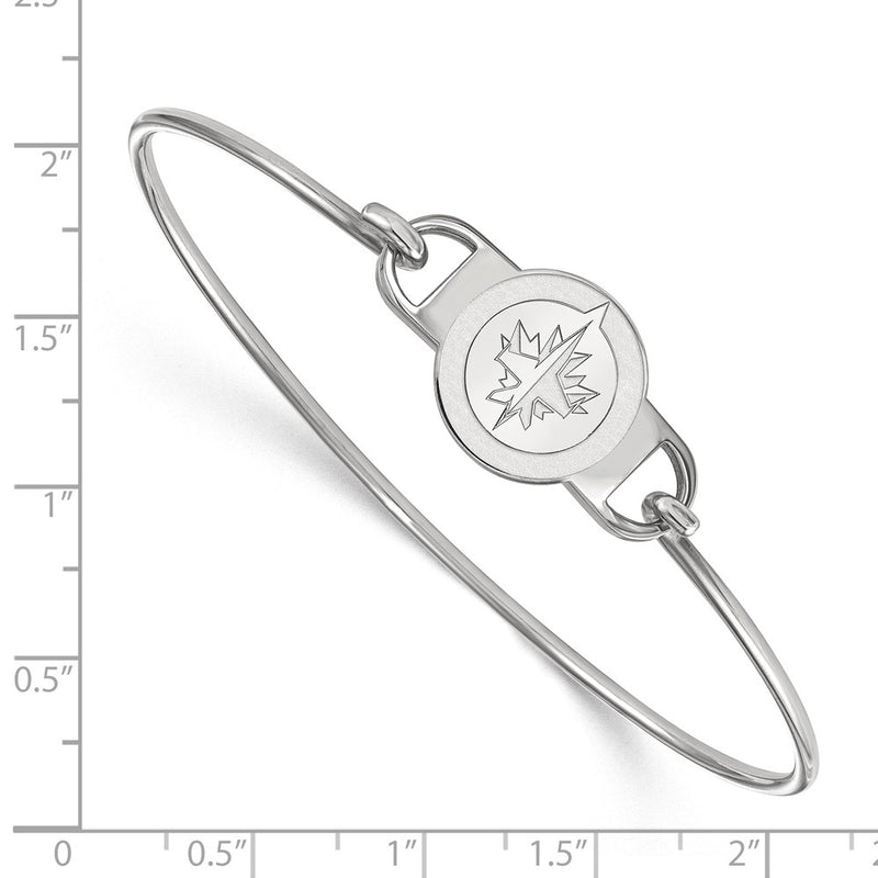 Sterling Silver Rhodium Plated Nhl Logoart Winnipeg Jets Small Center 7 Inch Wire Bangle