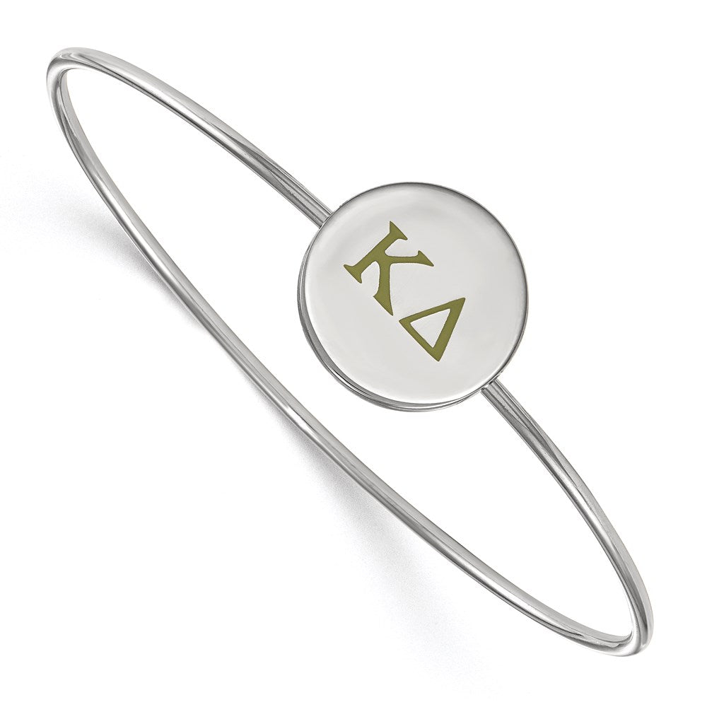Sterling Silver Rh Plated Logoart Kappa Delta Enameled Slip On Bangle Bracelet