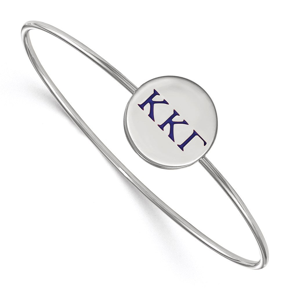 Sterling Silver S. Rh Plated Logoart Kappa Gamma Enameled Slip On Bangle