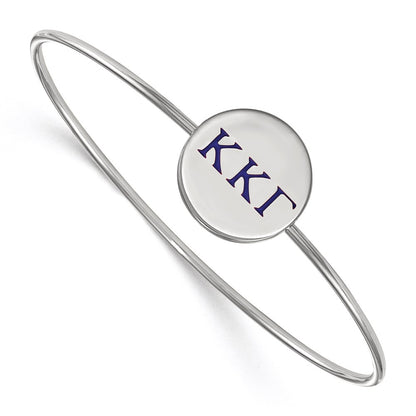 Sterling Silver S. Rh Plated Logoart Kappa Gamma Enameled Slip On Bangle