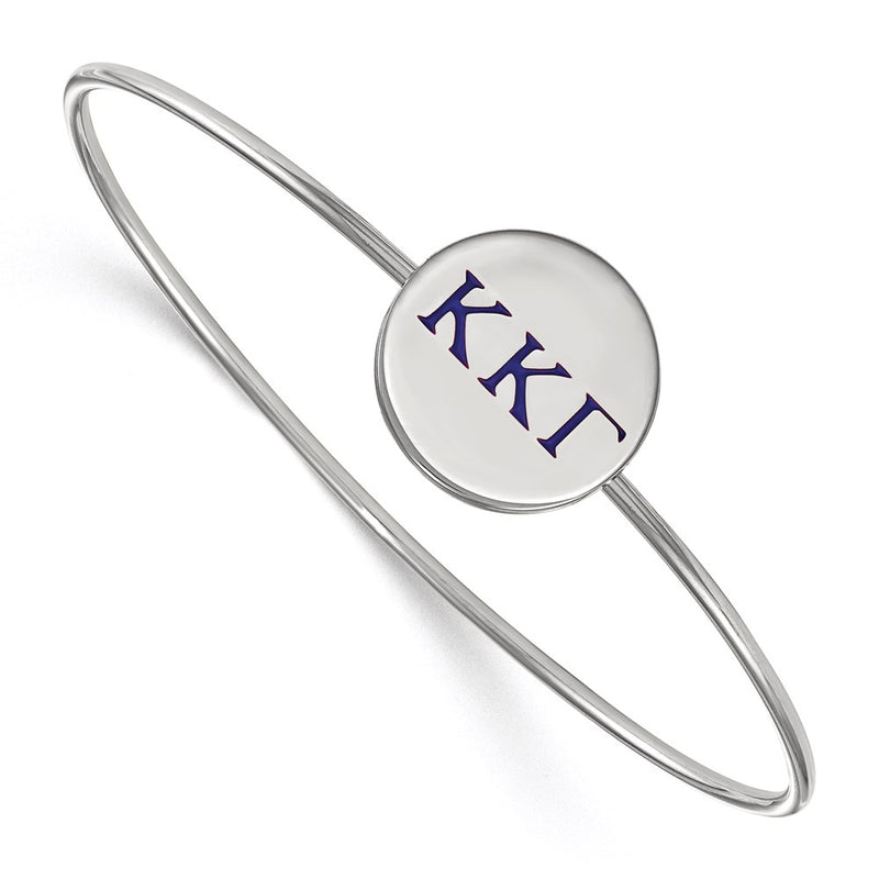 Sterling Silver S. Rh Plated Logoart Kappa Gamma Enameled Slip On Bangle