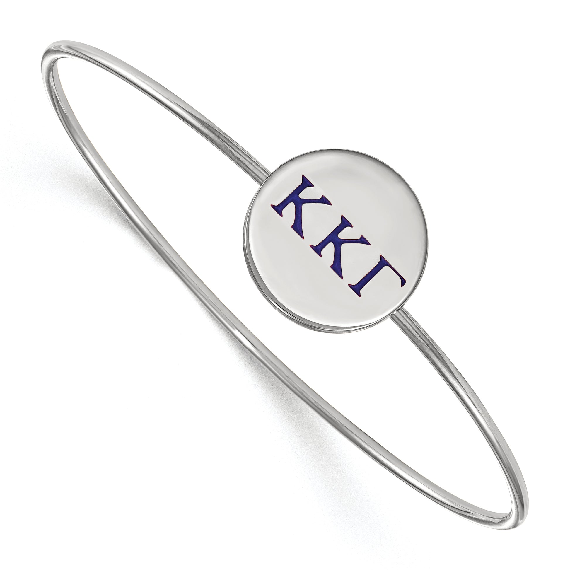 Sterling Silver S. Rh Plated Logoart Kappa Gamma Enameled Slip On Bangle