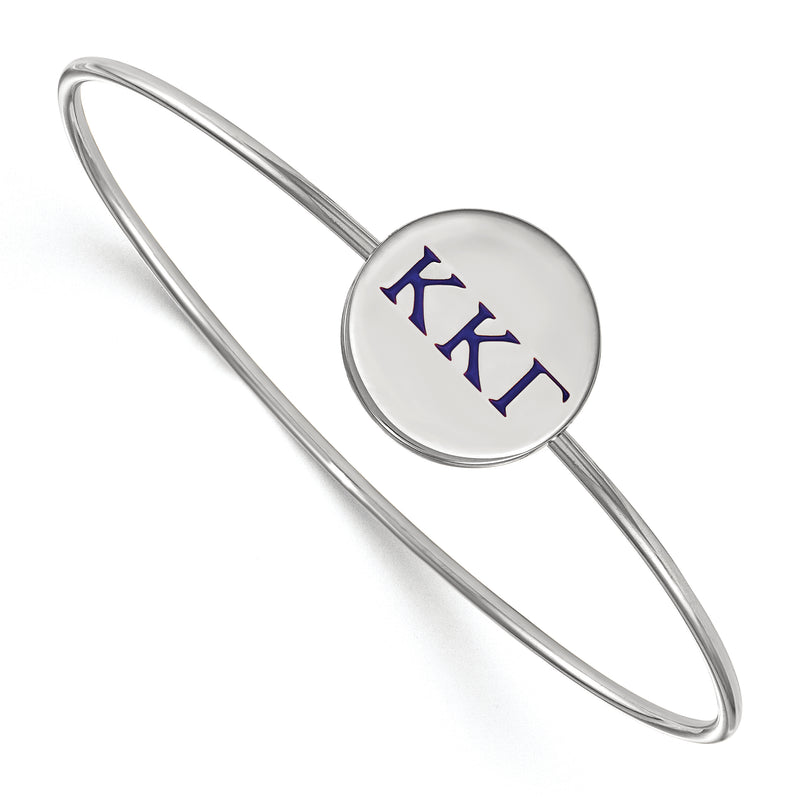 Sterling Silver S. Rh Plated Logoart Kappa Gamma Enameled Slip On Bangle
