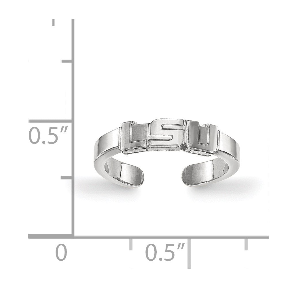 Sterling Silver Rhodium Plated Logoart Louisiana State University L S U Toe Ring