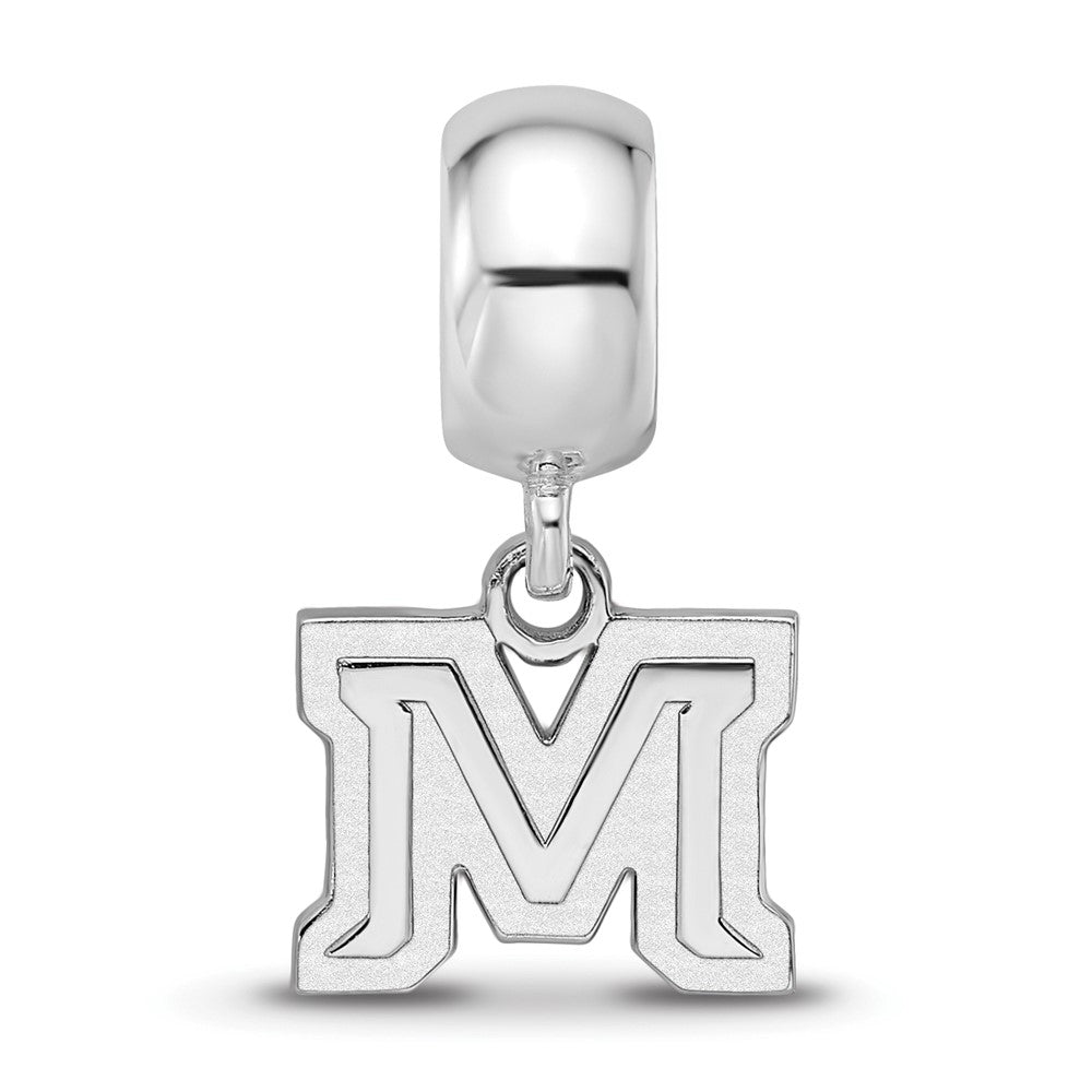 Sterling Silver Rhod-Pltd Logoart Montana State U. Xs Dangle Bead