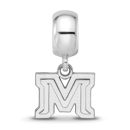 Sterling Silver Rhod-Pltd Logoart Montana State U. Xs Dangle Bead