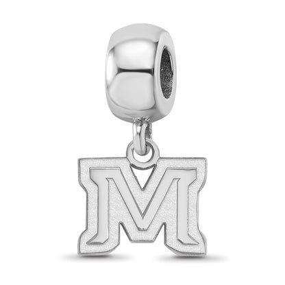 Sterling Silver Rhod-Pltd Logoart Montana State U. Xs Dangle Bead