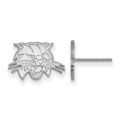 Sterling Silver Rhodium Plated Logoart Ohio University Bobcat Extra Small Post Earrings