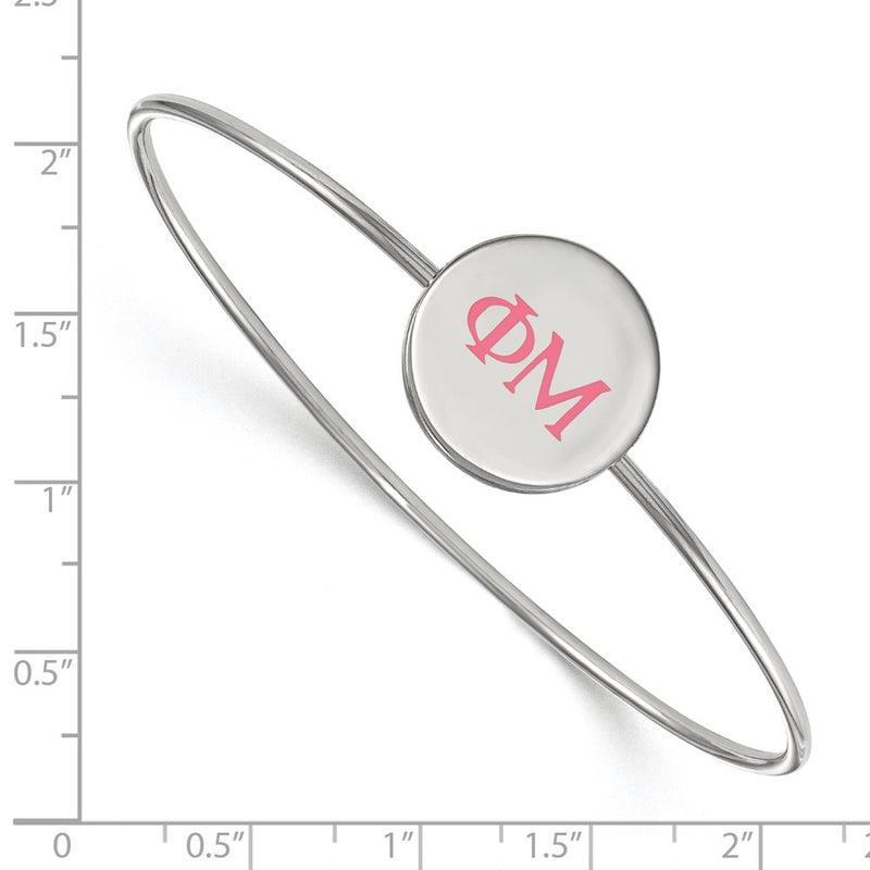 Sterling Silver Rh Plated Logoart Phi Mu Enameled Slip On Bangle