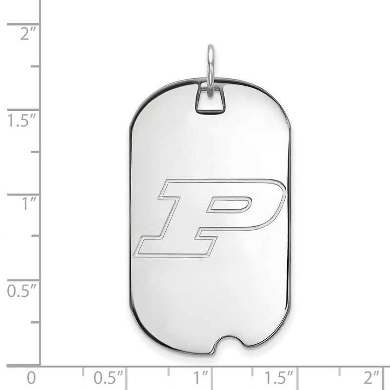 Sterling Silver Rhodium Plated Logoart Purdue University Letter P Large Dog Tag Pendant