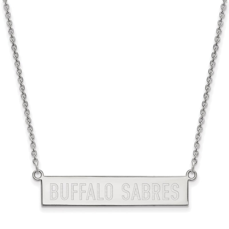 Sterling Silver Rhodium Plated Nhl Logoart Buffalo Sabres Small Bar 18 Inch Necklace