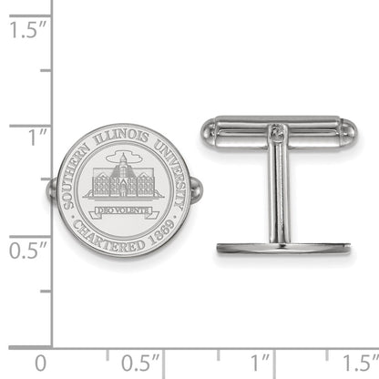 Sterling Silver Rhod-Pltd Logoart Southern Illinois Univ. Crest Cuff Links