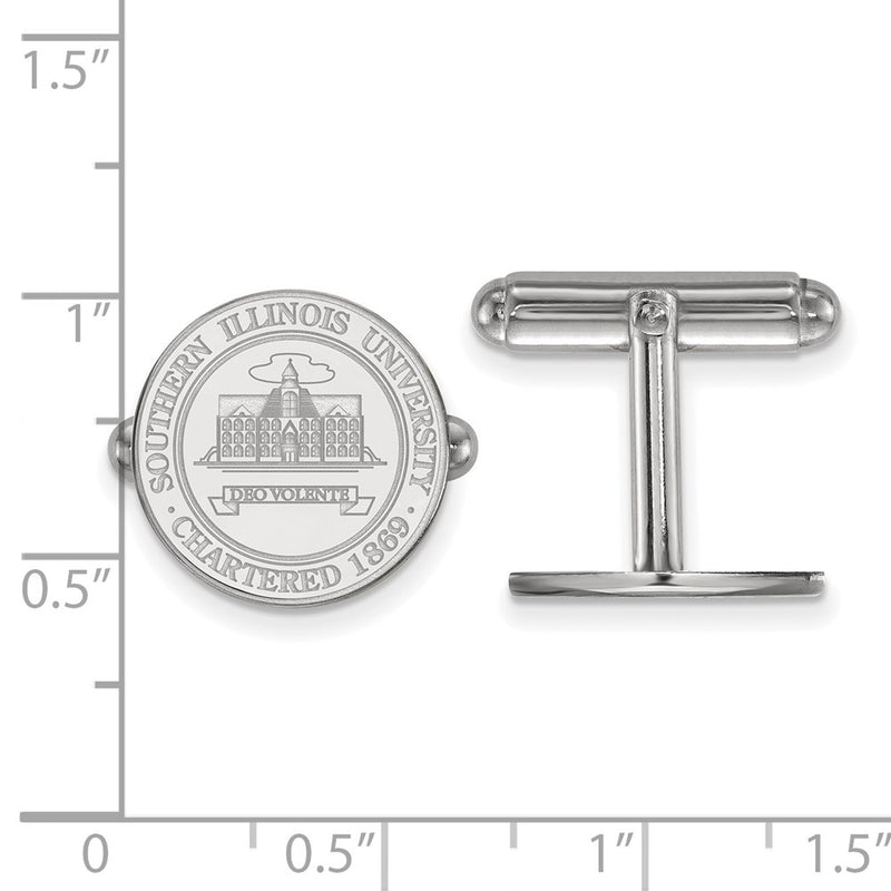 Sterling Silver Rhod-Pltd Logoart Southern Illinois Univ. Crest Cuff Links