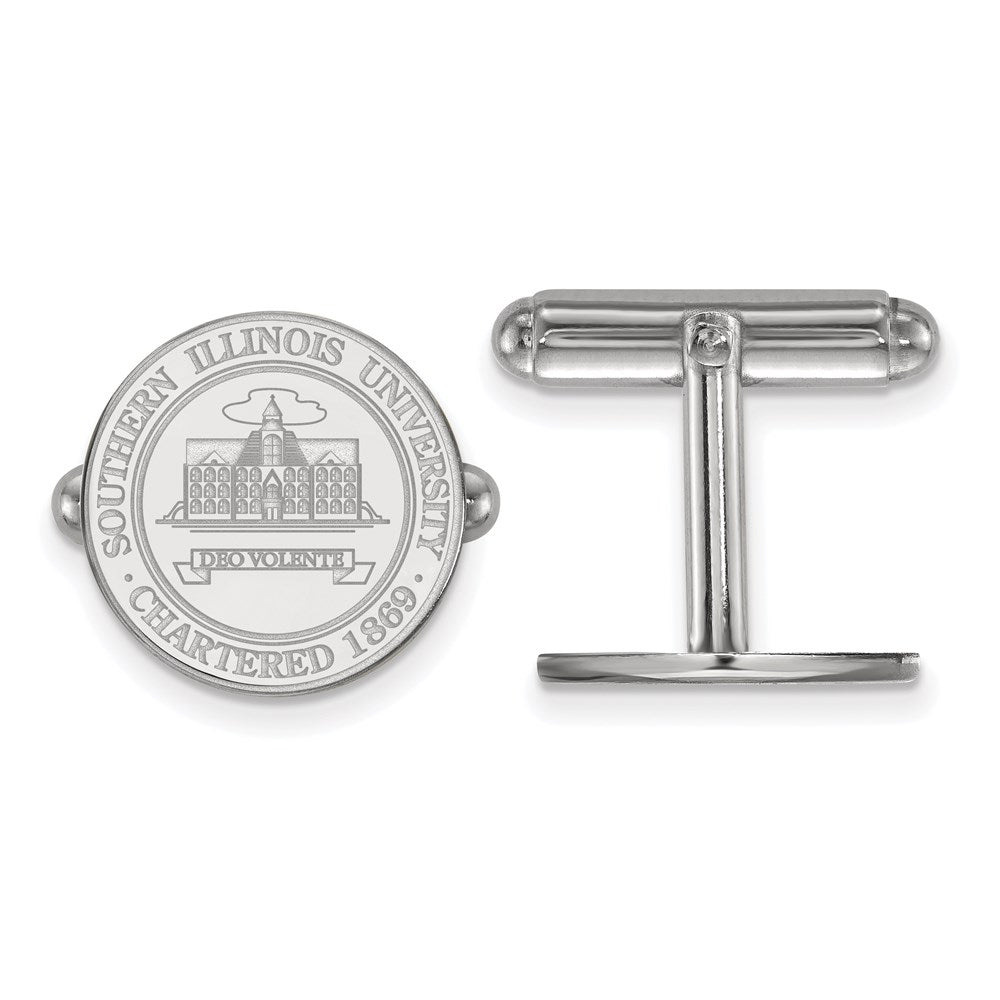 Sterling Silver Rhod-Pltd Logoart Southern Illinois Univ. Crest Cuff Links