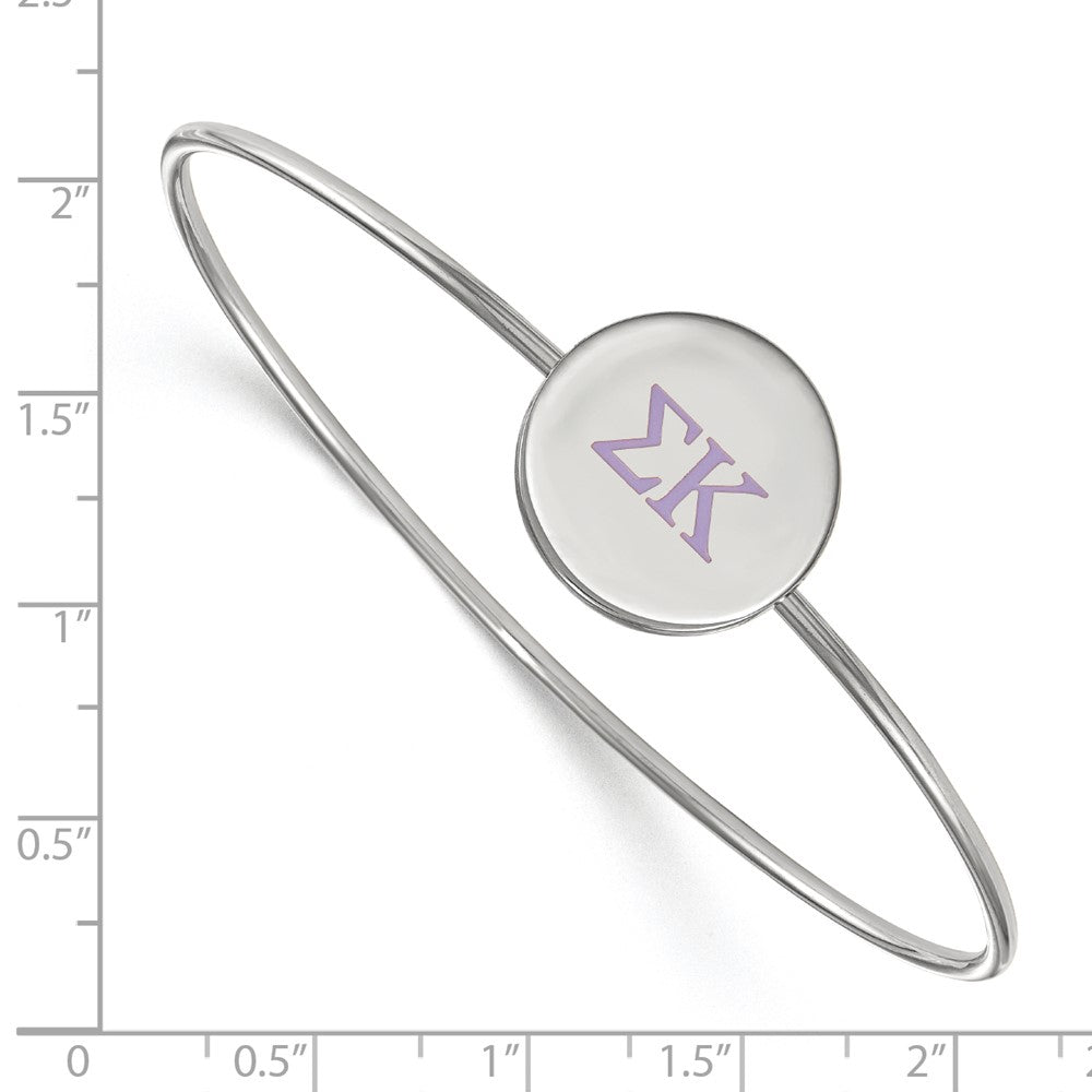 Sterling Silver Rh Plated Logoart Sigma Kappa Enameled Slip On Bangle Bracelet