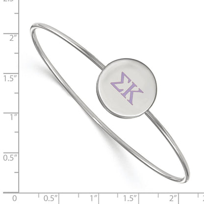 Sterling Silver Rh Plated Logoart Sigma Kappa Enameled Slip On Bangle Bracelet