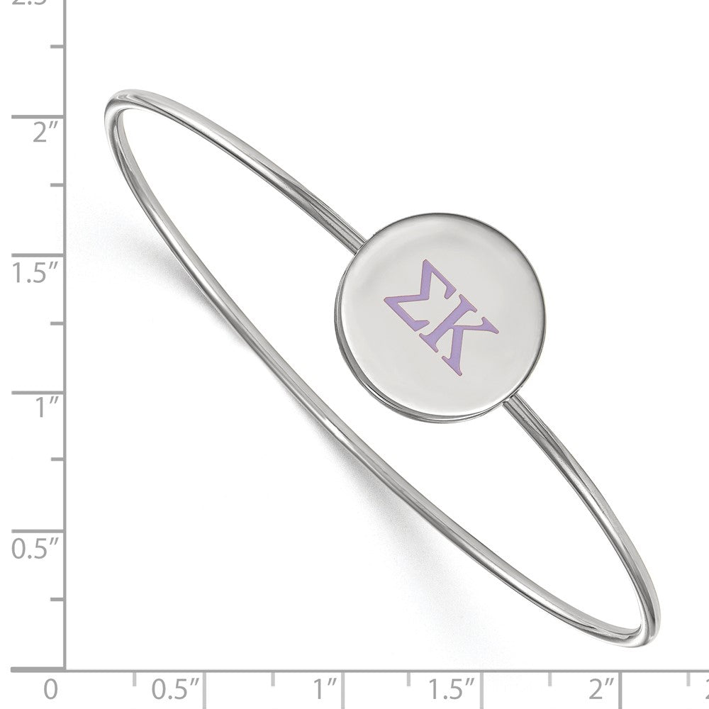Sterling Silver Rh Plated Logoart Sigma Kappa Enameled Slip On Bangle Bracelet