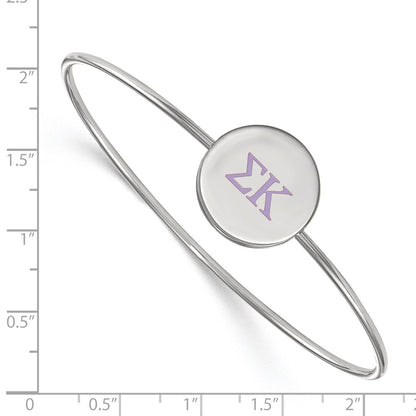 Sterling Silver Rh Plated Logoart Sigma Kappa Enameled Slip On Bangle Bracelet