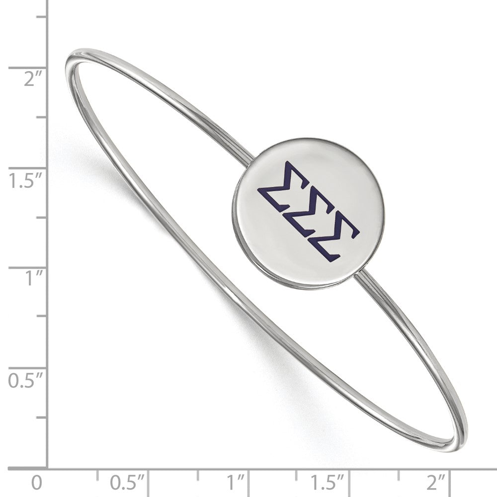 Sterling Silver S. Rh Plated Logoart Sigma Enameled Slip On Bangle