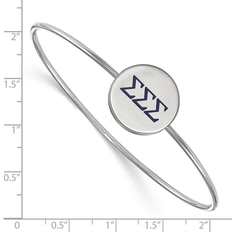 Sterling Silver S. Rh Plated Logoart Sigma Enameled Slip On Bangle