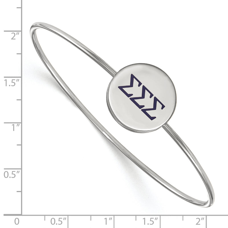 Sterling Silver S. Rh Plated Logoart Sigma Enameled Slip On Bangle