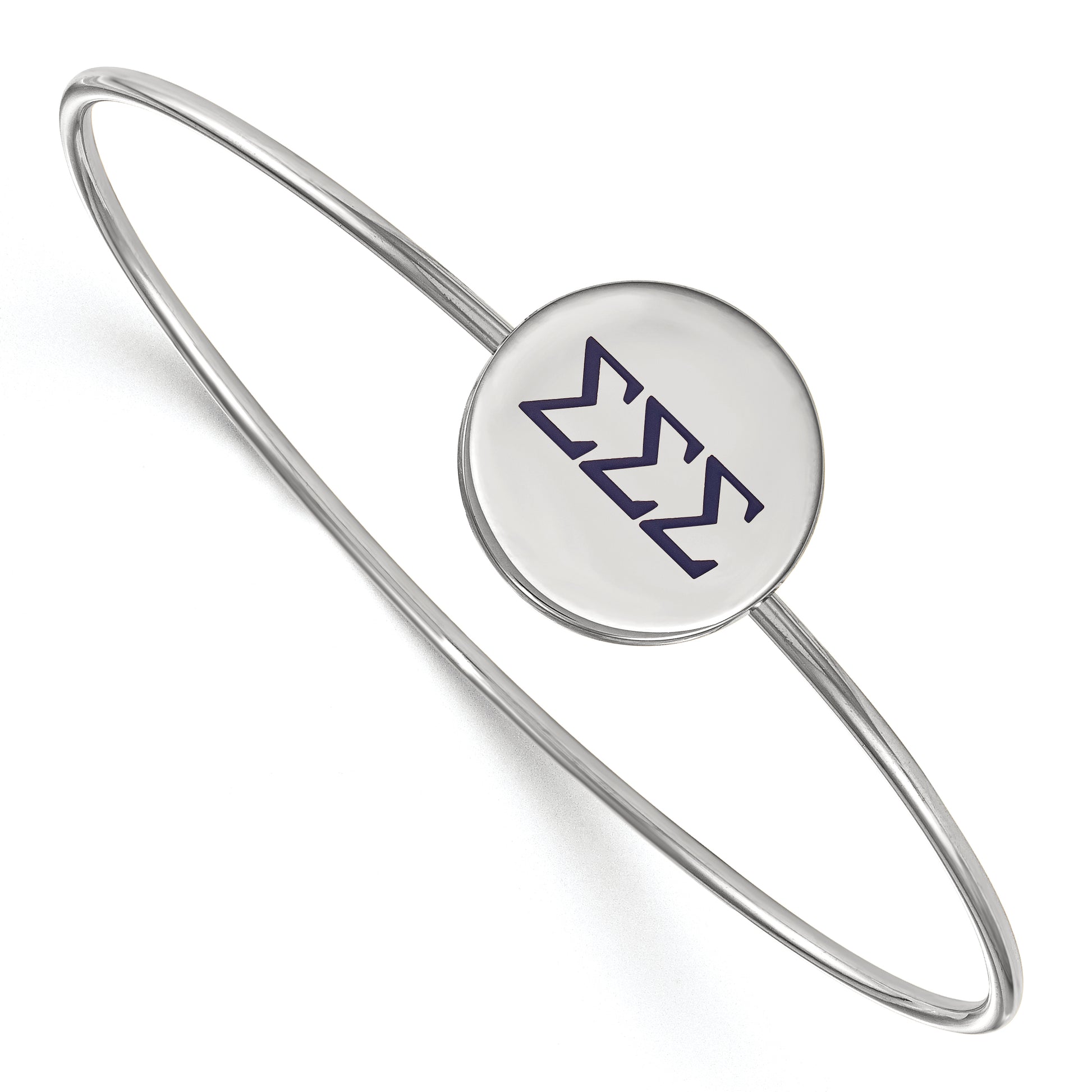 Sterling Silver S. Rh Plated Logoart Sigma Enameled Slip On Bangle