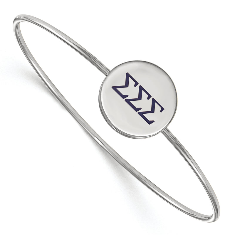 Sterling Silver S. Rh Plated Logoart Sigma Enameled Slip On Bangle