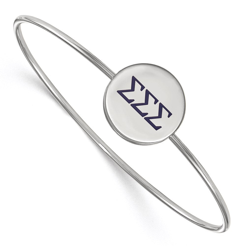 Sterling Silver S. Rh Plated Logoart Sigma Enameled Slip On Bangle