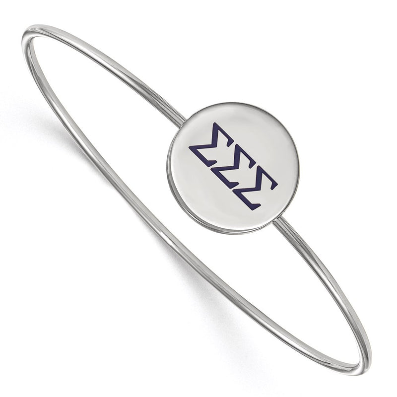 Sterling Silver S. Rh Plated Logoart Sigma Enameled Slip On Bangle