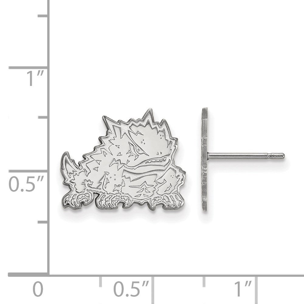 10K White Gold Logoart Texas Christian University Horned Frog Small Post Earrings
