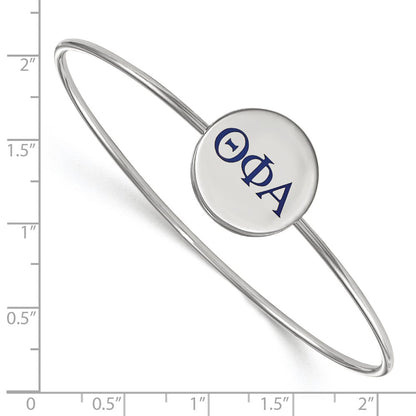 Sterling Silver Rh Plated Logoart Theta Phi Alpha Enameled Slip On Bangle Bracelet