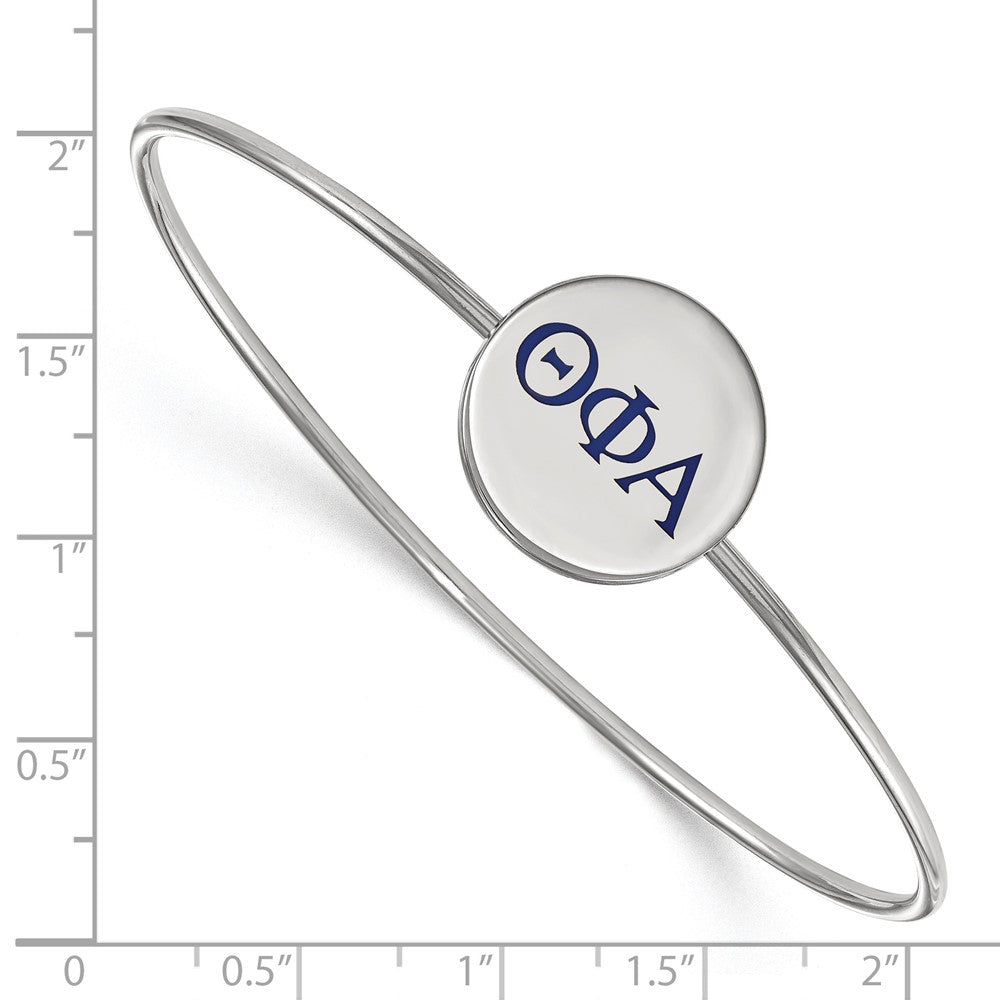 Sterling Silver Rh Plated Logoart Theta Phi Alpha Enameled Slip On Bangle Bracelet