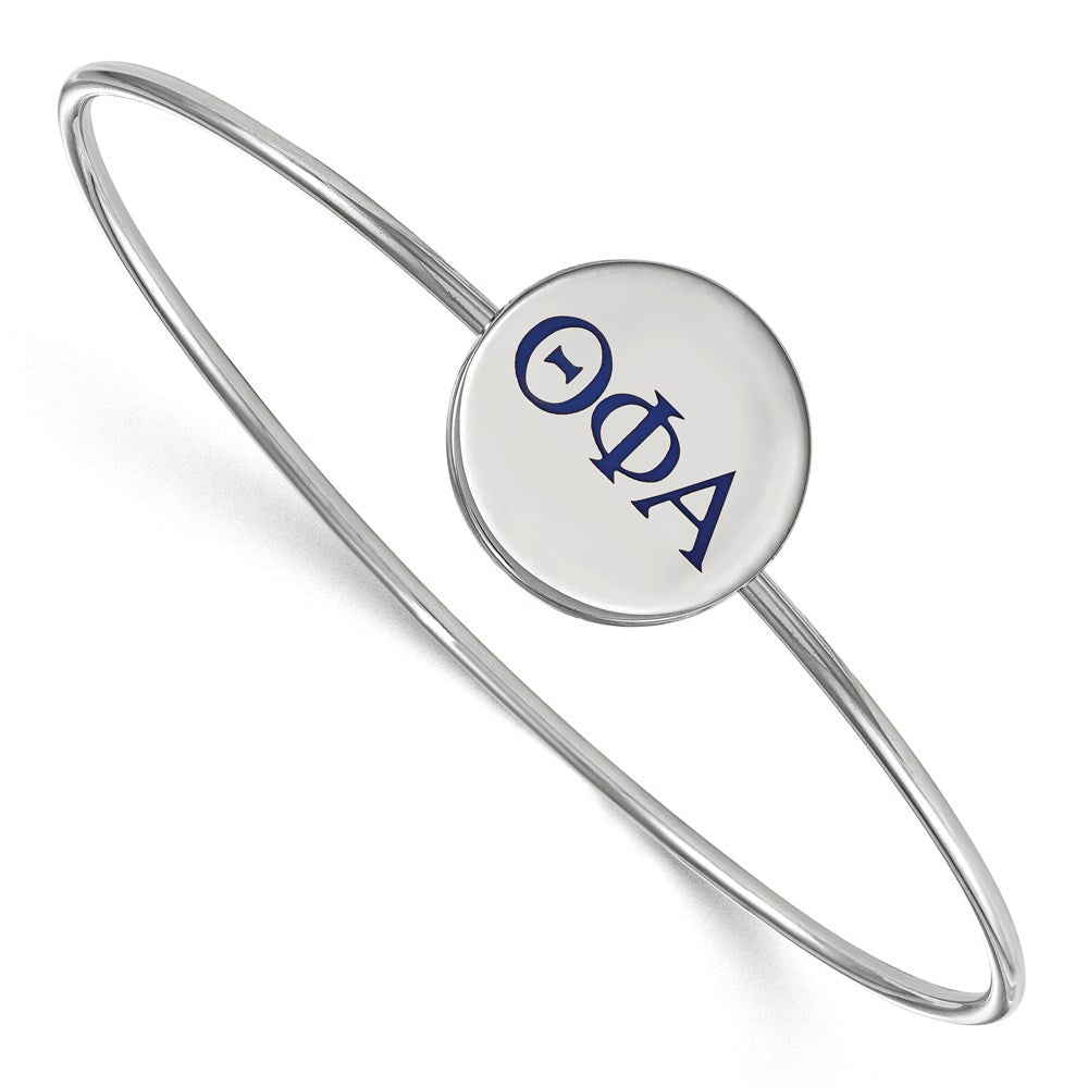 Sterling Silver Rh Plated Logoart Theta Phi Alpha Enameled Slip On Bangle Bracelet