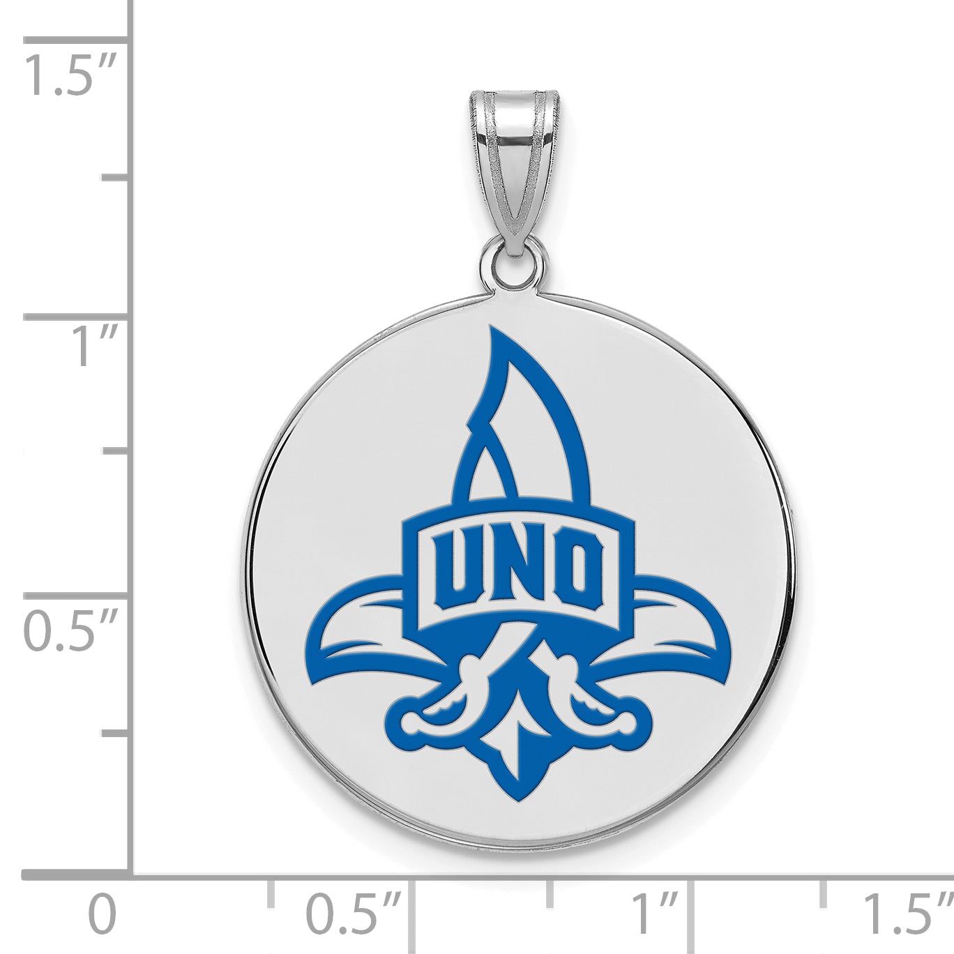 Sterling Silver Rhodium Plated Logoart University Of New Orleans Privateers Extra Large Enameled Disc Pendant