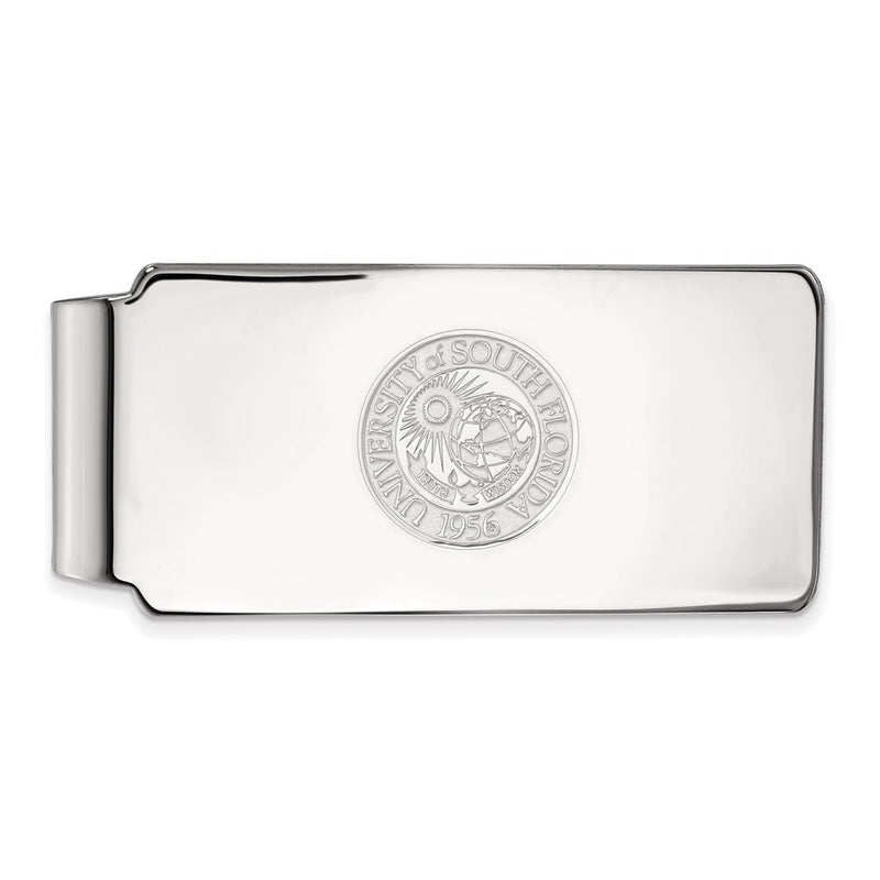 Sterling Silver Rhod-Pltd Logoart U. of South Florida Crest Money Clip