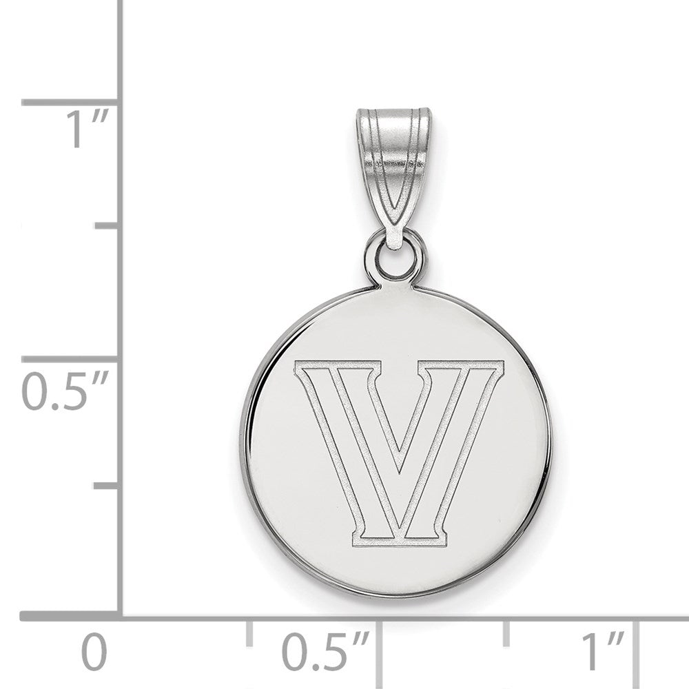 14K White Gold Logoart Villanova University Letter V Medium Disc Pendant