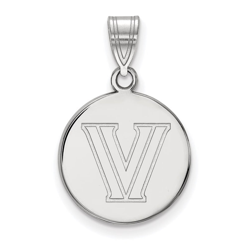Sterling Silver Rhodium Plated Logoart Villanova University Letter V Medium Disc Pendant