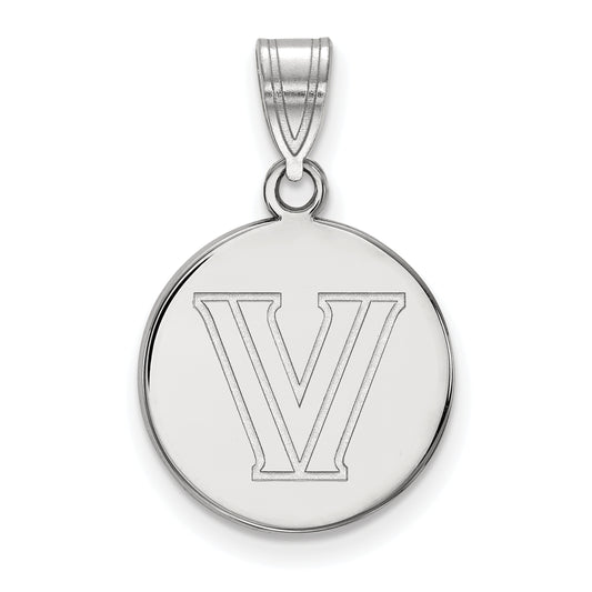 10K White Gold Logoart Villanova University Letter V Medium Disc Pendant