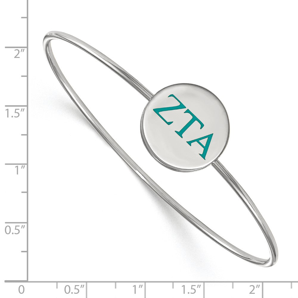 Sterling Silver Rh Plated Logoart Zeta Tau Alpha Enameled Slip On Bangle Bracelet