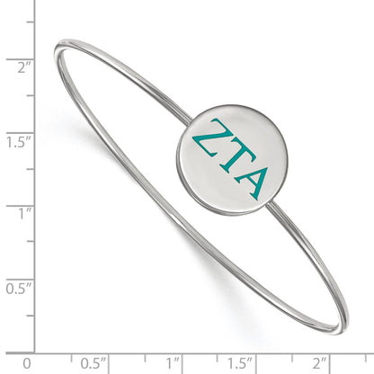 Sterling Silver Rh Plated Logoart Zeta Tau Alpha Enameled Slip On Bangle Bracelet