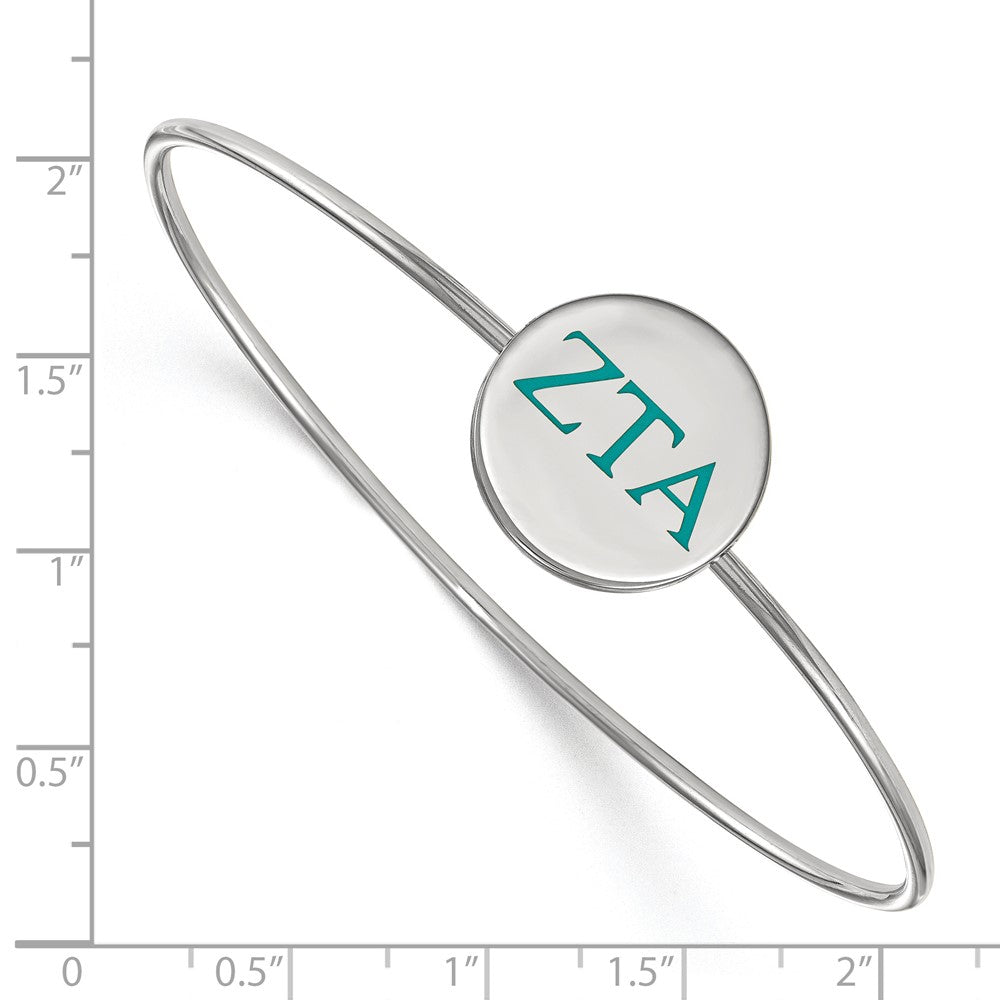 Sterling Silver Rh Plated Logoart Zeta Tau Alpha Enameled Slip On Bangle Bracelet