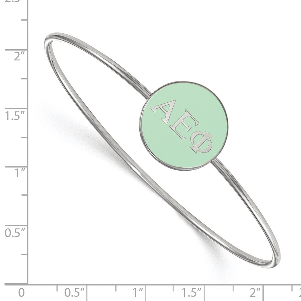 Sterling Silver S. Rh Plated Logoart Alpha Epsilon Phi Enameled Slip On Bangle