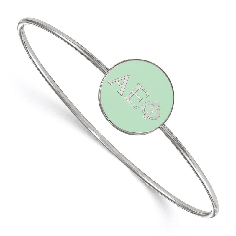 Sterling Silver S. Rh Plated Logoart Alpha Epsilon Phi Enameled Slip On Bangle