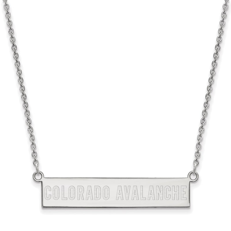Sterling Silver Rhodium Plated Nhl Logoart Colorado Avalanche Small Bar 18 Inch Necklace